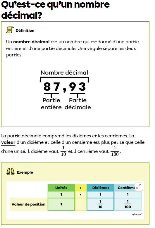 Nombre decimaux